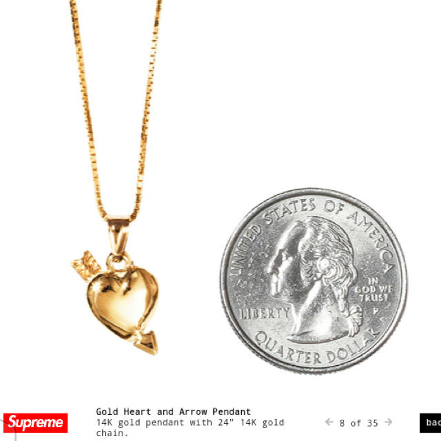 Supreme(シュプリーム)の※専用 supreme gold heart and arrow pendant メンズのアクセサリー(ネックレス)の商品写真