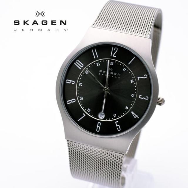 スカーゲン 腕時計 メンズ ウルトラスリム グレー ブラック 黒 薄型 腕時計(アナログ)