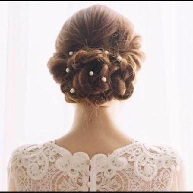 髪飾り パール 結婚式 結婚式コーデ ヘアアクセサリー ヘアピン ヘッドドレス ハンドメイドのアクセサリー(ヘアアクセサリー)の商品写真