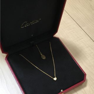 カルティエ(Cartier)のカルティエ ディアマンレジェK18ピンクゴールドハートダイヤモンド0.13ct(ネックレス)