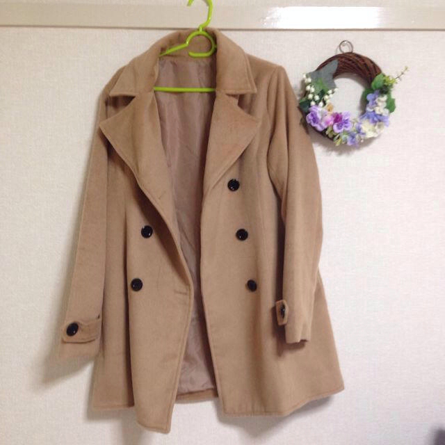ベージュ♡ウールコート レディースのジャケット/アウター(ロングコート)の商品写真