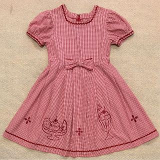 シャーリーテンプル(Shirley Temple)のシャーリーテンプル  パフェ 刺繍 ギンガムチェック ワンピース 140(ワンピース)