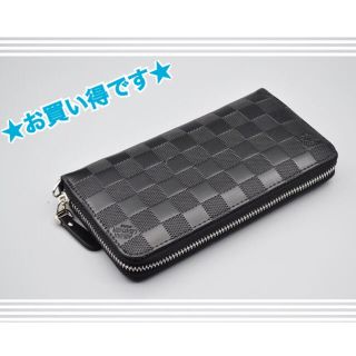 ウォレット 　ブラック　長財布　ブロックチェック(長財布)