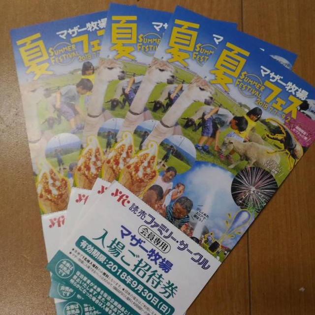 マザー牧場 招待券 4枚セット チケットの施設利用券(遊園地/テーマパーク)の商品写真