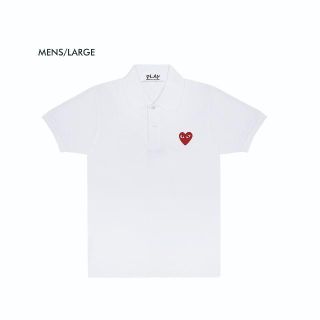 コムデギャルソン(COMME des GARCONS)のプレイコムデギャルソン　メンズ ポロシャツ　WHT/L 新品　送料込(ポロシャツ)