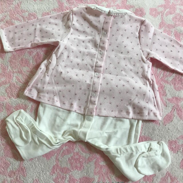 PETIT BATEAU(プチバトー)の☆SALE☆ 新品 プチバトー♡ プリントコンビロンパース 6m 67cm キッズ/ベビー/マタニティのベビー服(~85cm)(ロンパース)の商品写真