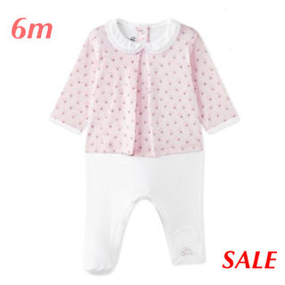 プチバトー(PETIT BATEAU)の☆SALE☆ 新品 プチバトー♡ プリントコンビロンパース 6m 67cm(ロンパース)