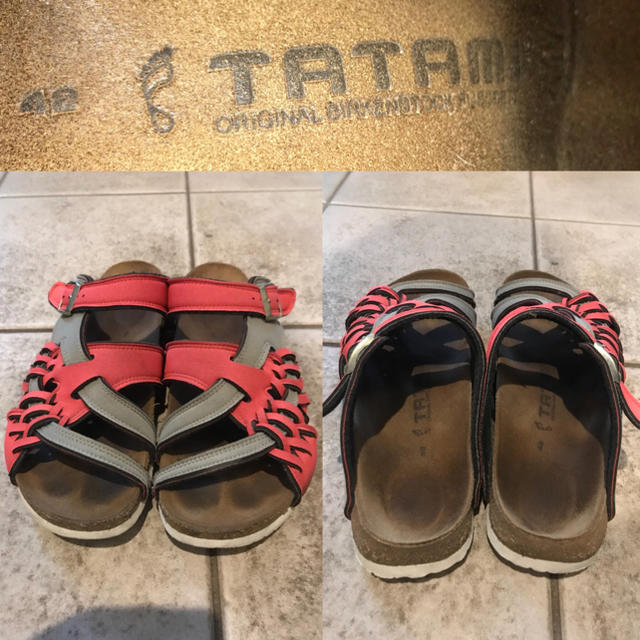 TATAMI(タタミ)のTATAMI BIRKENSTOCK オレンジ×グレー編み込みサンダル 42 メンズの靴/シューズ(サンダル)の商品写真