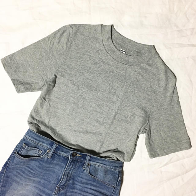 UNIQLO(ユニクロ)のユニクロ ハイネック半袖Tシャツ M グレー レディースのトップス(Tシャツ(半袖/袖なし))の商品写真