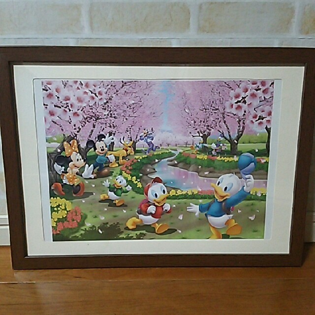 Disney(ディズニー)のディズニー ミッキー絵画：桜並木 エンタメ/ホビーのアニメグッズ(ポスター)の商品写真