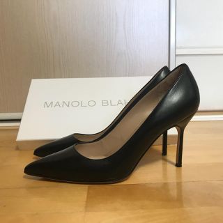 マノロブラニク(MANOLO BLAHNIK)のマノロブラニク黒革9cmヒール36.5(ハイヒール/パンプス)