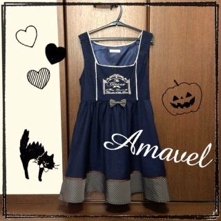 アマベル(Amavel)のamavel ジャンスカ ネイビー(ひざ丈ワンピース)