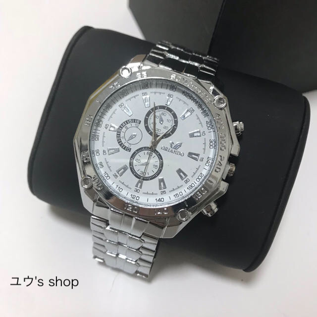 ホワイト 腕時計クロノグラフ メンズ 腕時計 Orlando 文字盤 白の通販 By ユウ S Shop ラクマ