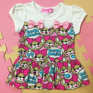 アースマジック(EARTHMAGIC)のアースマジック♡総柄ペプラム ピンク(Tシャツ/カットソー)