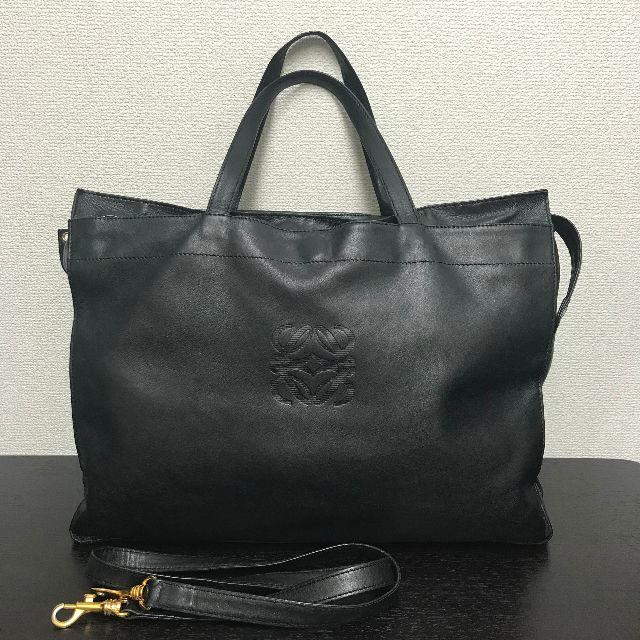 LOEWE - ロエベ トートバッグ 黒 レザー 2way アナグラムの通販 by