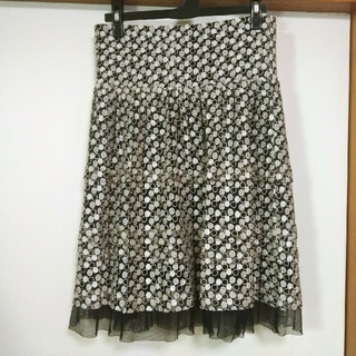 リツコシラハマ(RITSUKO SHIRAHAMA)のリツコシラハマ　ドット柄シフォンスカート(ひざ丈スカート)
