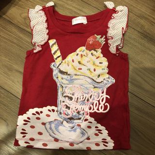 シャーリーテンプル(Shirley Temple)の美品  シャーリーテンプル パフェプリント フリル トップス tシャツ  アイス(Tシャツ/カットソー)