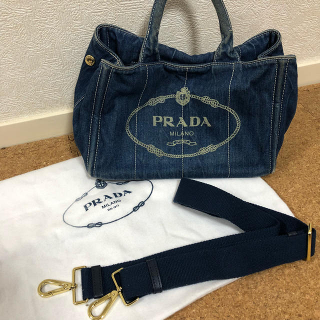 PRADA カナパ Mサイズ デニム トートバッグ  #0946y275