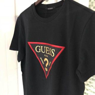 ゲス(GUESS)の新品未使用 GUESS トライアングルロゴTシャツ ブラック XLサイズ(Tシャツ/カットソー(半袖/袖なし))