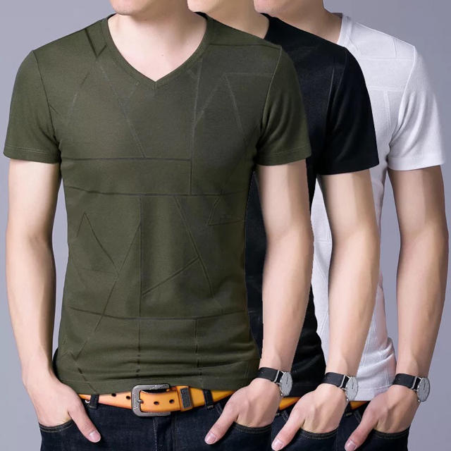 メンズ　Vネック　Tシャツ 大人のお洒落 シルクのような素材と上質な仕上げ メンズのトップス(Tシャツ/カットソー(半袖/袖なし))の商品写真