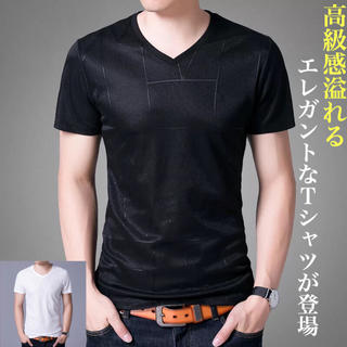 メンズ　Vネック　Tシャツ 大人のお洒落 シルクのような素材と上質な仕上げ(Tシャツ/カットソー(半袖/袖なし))