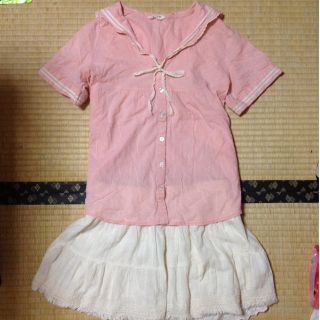 セーラー服 半袖 ピンク(シャツ/ブラウス(半袖/袖なし))