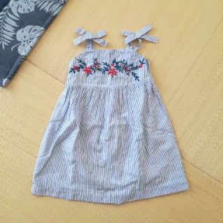 ベビーギャップ(babyGAP)のbaby gap 刺繍ストライプワンピース100(ワンピース)