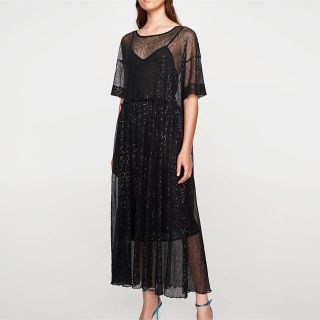 ザラ(ZARA)のZARA スパンコールドレス(ロングドレス)