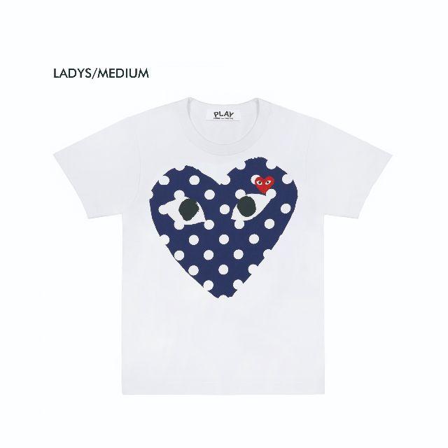 COMME des GARCONS(コムデギャルソン)のプレイコムデギャルソン　ドットハートTシャツ　WHT/M 新品　送料込 レディースのトップス(Tシャツ(半袖/袖なし))の商品写真