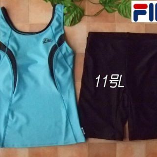 フィラ(FILA)の◆FILAフィラ・ラン型袖なし・フィットネス水着・11号L・切替×ブルー×黒(水着)