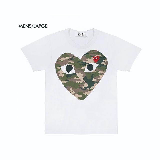 COMME des GARCONS - プレイコムデギャルソン　メンズ 迷彩ハートTシャツ　WHT/L 新品　送料込