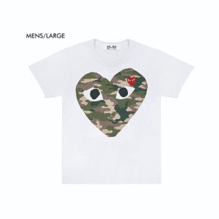 コムデギャルソン(COMME des GARCONS)のプレイコムデギャルソン　メンズ 迷彩ハートTシャツ　WHT/L 新品　送料込(Tシャツ/カットソー(半袖/袖なし))