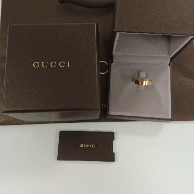 Gucci(グッチ)のグッチアイコンリングK18PG試着程度ハート切り抜きデザイン レディースのアクセサリー(リング(指輪))の商品写真