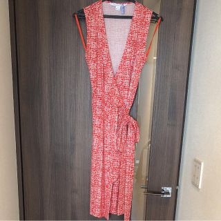 ダイアンフォンファステンバーグ(DIANE von FURSTENBERG)の美品！ダイアンフォンファステンバーグ カシュクールノースリーブワンピース(ひざ丈ワンピース)