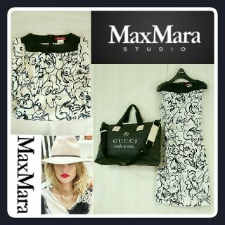 マックスマーラ(Max Mara)の💖MaxMara STUDIO💖スタイリッシュなデザインワンピ☆ネイビー36(ひざ丈ワンピース)