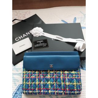 シャネル(CHANEL)のrei様専用★超美品★CHANELツイード&レザークラッチバッグ(クラッチバッグ)