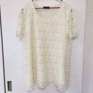 イネド(INED)のINED♡美品 白レーストップス(カットソー(半袖/袖なし))