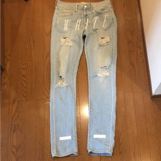 OFF-WHITE オフホワイト 国内正規品 イーストランド OMYA005S19386025 ダメージ加工 スリム デニム パンツ インディゴブルー系 36