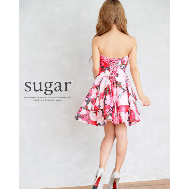 sugar Angel R フラワープリント ベアフレアキャバドレス sugar Angel R フラワープリント ベアフレアキャバドレス