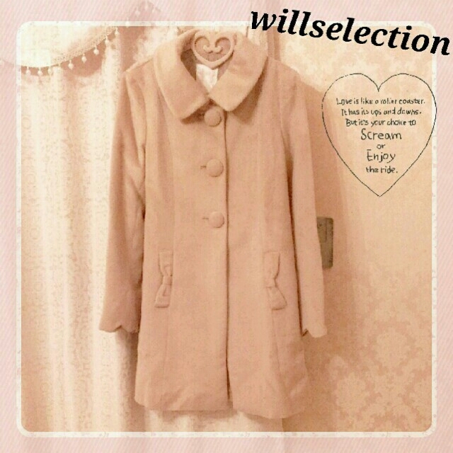 WILLSELECTION(ウィルセレクション)のタグ付♡リボン　スカラップコート レディースのジャケット/アウター(ロングコート)の商品写真