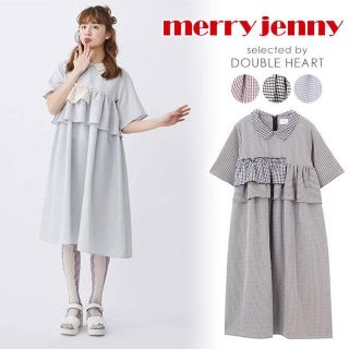 メリージェニー(merry jenny)のmerryjennyギンガムパッチワークワンピース(ひざ丈ワンピース)