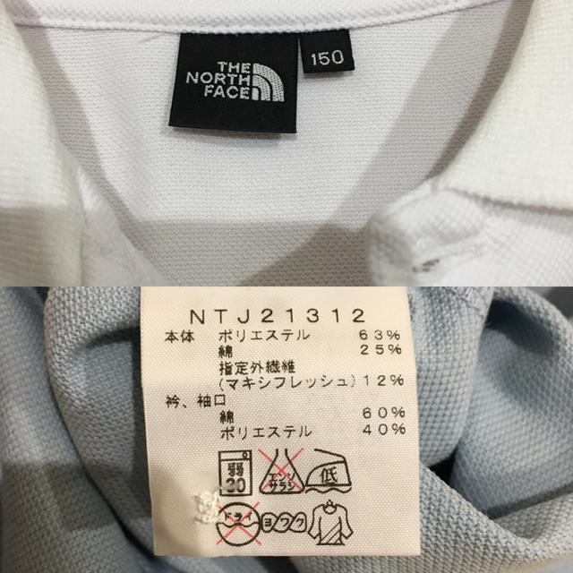 THE NORTH FACE(ザノースフェイス)のTHE NORTH FACE ポロシャツ150cm (白×水色) キッズ/ベビー/マタニティのキッズ服男の子用(90cm~)(Tシャツ/カットソー)の商品写真