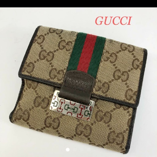 GUCCI グッチ GGキャンバス シェリーライン 折り財布 | フリマアプリ ラクマ