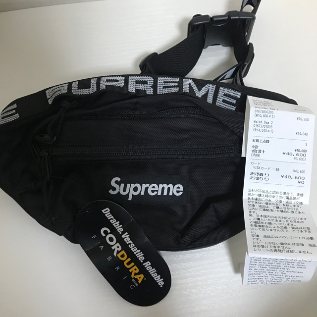 18ss Supreme Waist Bag Black ウエストバッグ