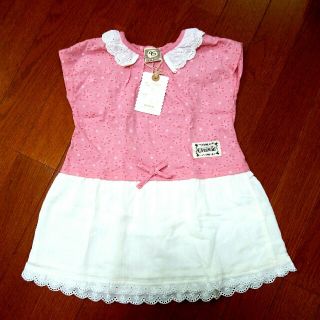 新品　ウズランド　95㎝　女の子　ワンピース　ピンク×白(ワンピース)