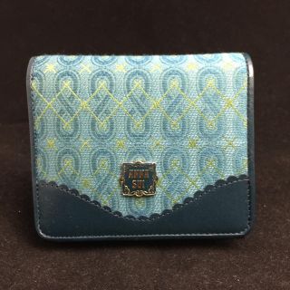 アナスイ(ANNA SUI)のANNA SUI アナスイ コンパクト 折財布 ブルーレザー×キャンバス(財布)