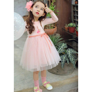 Dorababy 韓国子供服　ピンク ふわふわワンピース ドレス お姫様ワンピ(ワンピース)