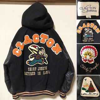 アートヴィンテージ(ART VINTAGE)のCLACTON SPORTS WEAR サガラ刺繍 ヴィンテージ スタジャン 黒(スタジャン)