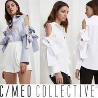 カメオコレクティブ(C/MEO COLLECTIVE)の【専用】カメオコレクティブ♡ダブルリボンシャツ♡ブルー(シャツ/ブラウス(長袖/七分))