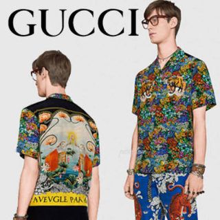 グッチ(Gucci)のミカエルさま専用 グッチ 17SS タイガーエンブロイダリー シルク半袖シャツ(Tシャツ/カットソー(半袖/袖なし))